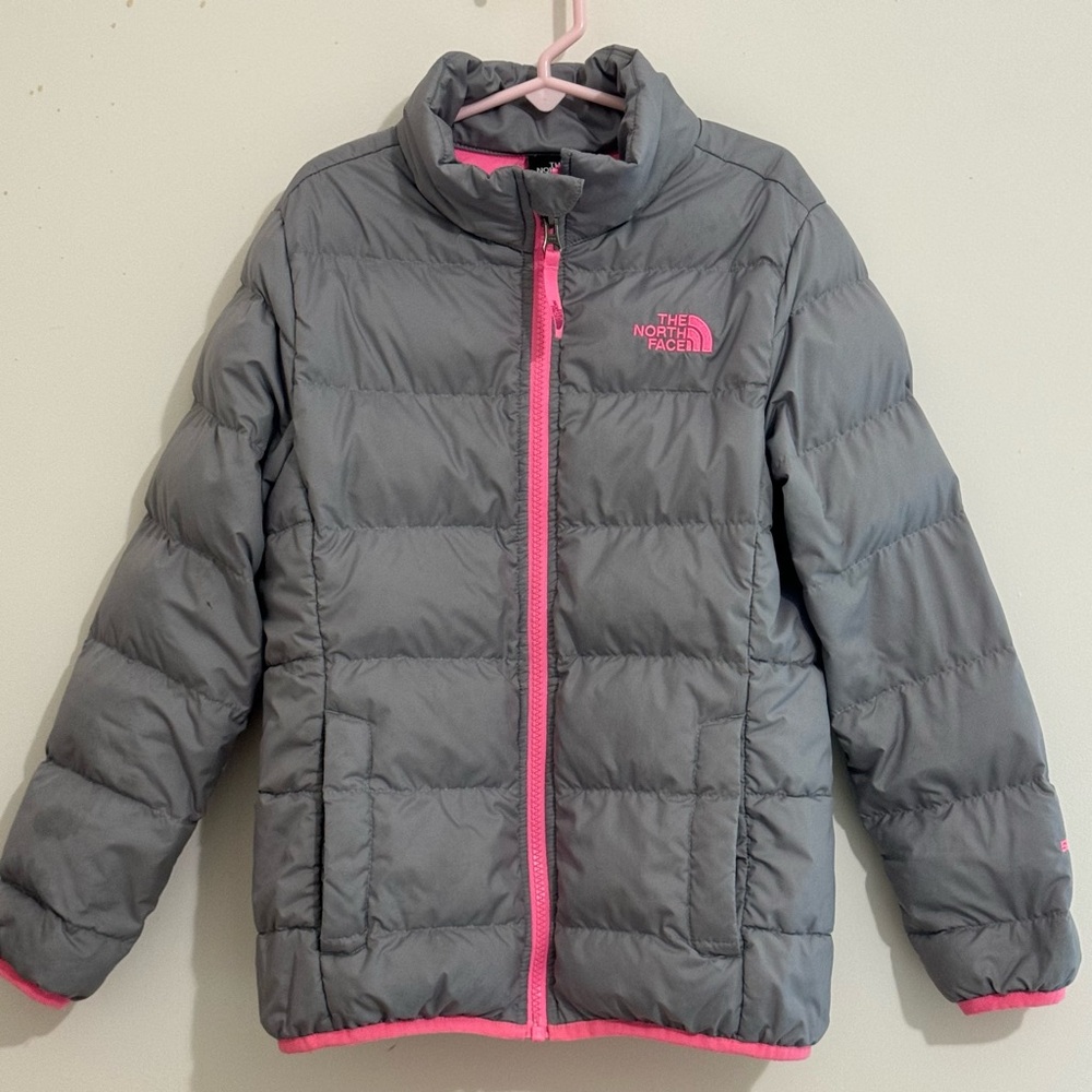 Girls pink and grey Northface jacket